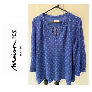 EUC Maison 123 Flowy Moroccan Print Peasent Blouse